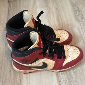 Jordan Kids' Red and Tan sneaker cleats baseball football